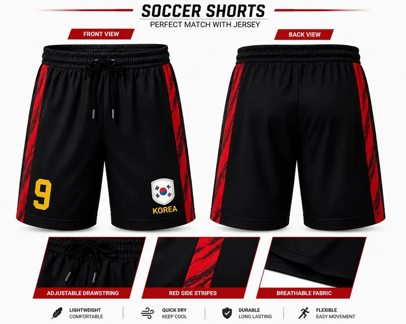 Custom Korean Soccer Jersey Soccer Set, Personalized Name Number Football Uniform