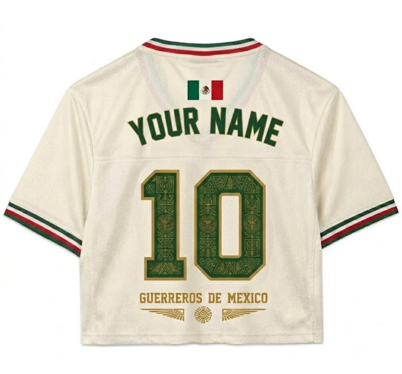 Custom Mexico Soccer Crop Top Jersey Personalized Mexico Jersey Crop Tee Game Day Shirt Football Fan Gift Womens Mexico Soccer