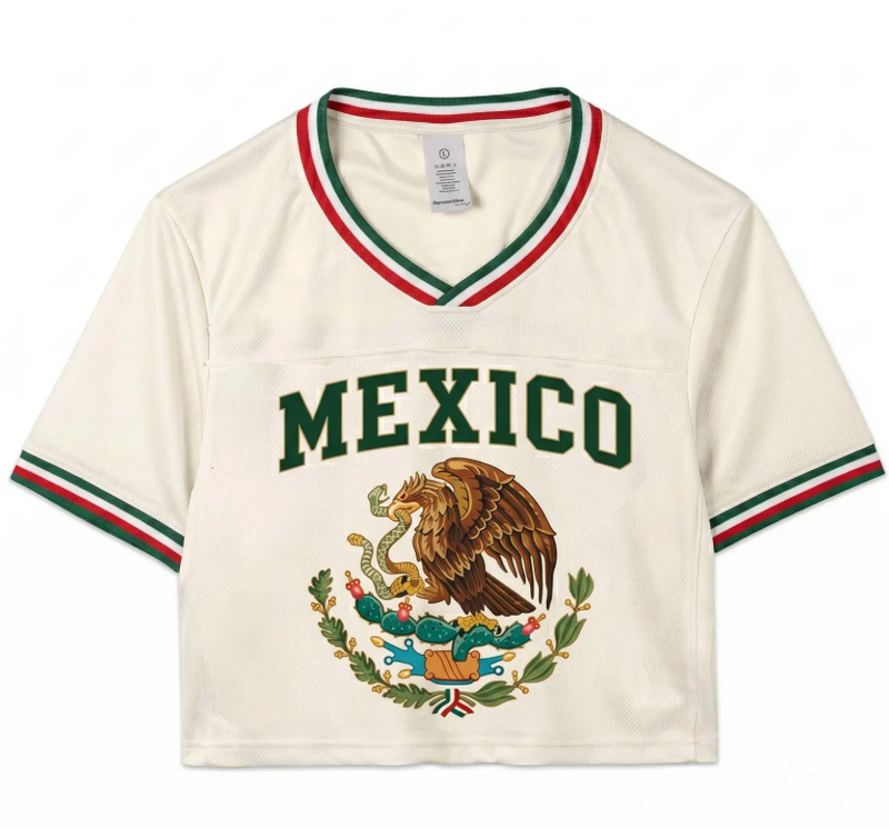 Custom Mexico Soccer Crop Top Jersey Personalized Mexico Jersey Crop Tee Game Day Shirt Football Fan Gift Womens Mexico Soccer