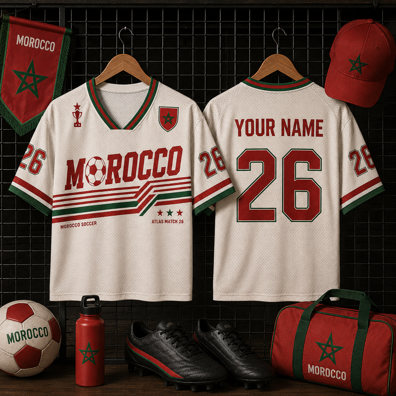 Custom Morocco Soccer Crop Top Jersey, Personalized Name Number Football Shirt, Women Game Day Outfit, Streetwear Sporty Fan Apparel
