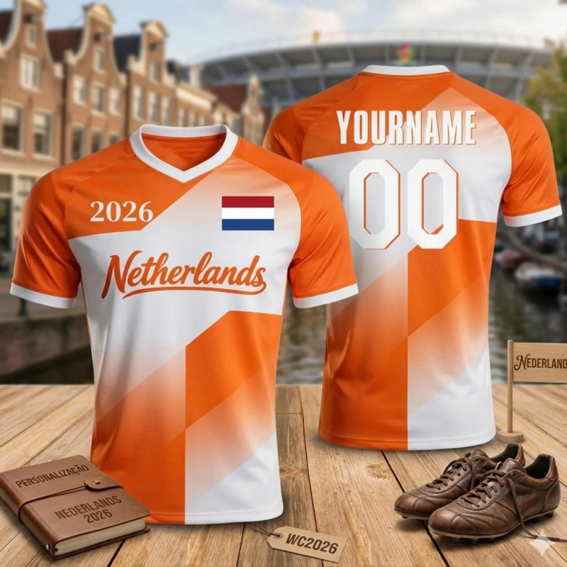 Custom Netherlands World Cup 2026 Jersey , Personalized Holland Soccer Shirt, Orange Football Jersey