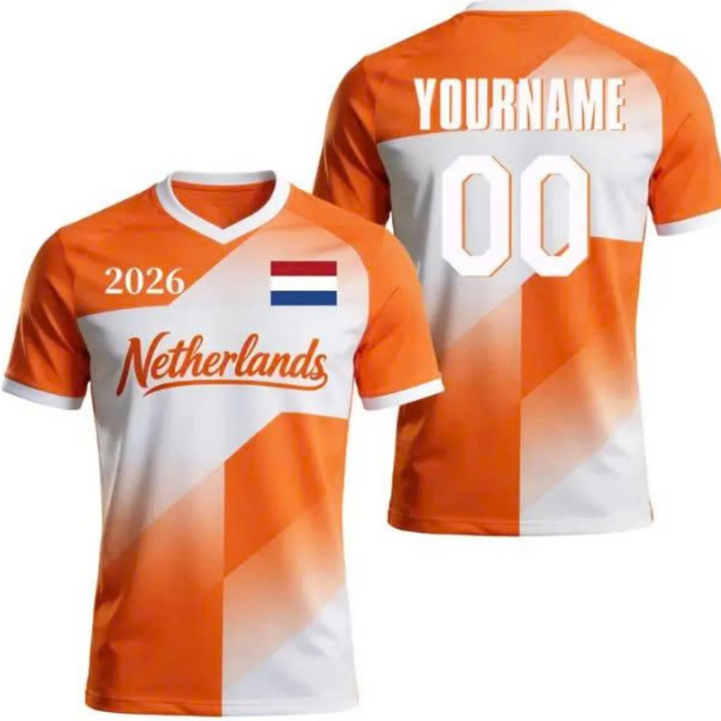 Custom Netherlands World Cup 2026 Jersey , Personalized Holland Soccer Shirt, Orange Football Jersey