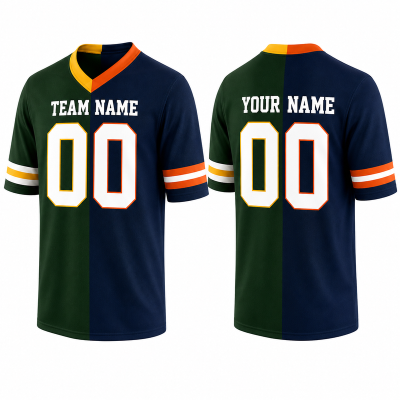 Personalized Two Football Team Jersey, Custom Split Football Jersey, Two Teams Divided Jersey Game Day Outfit For Kids & Adult Football Fans