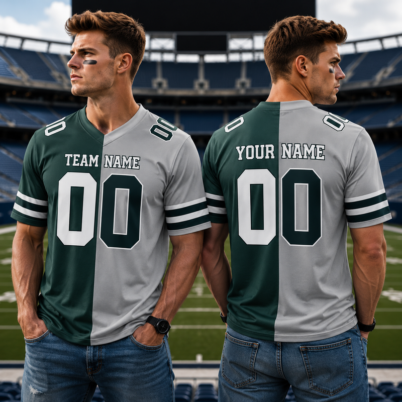 Personalized Two Football Team Jersey, Custom Split Football Jersey, Two Teams Divided Jersey Game Day Outfit For Kids & Adult Football Fans