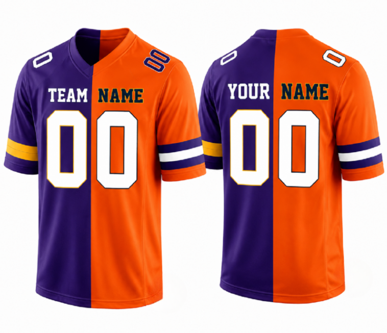 Custom Split Color Football Jersey,Half and Half Sports Fan Shirt,Personalized Any