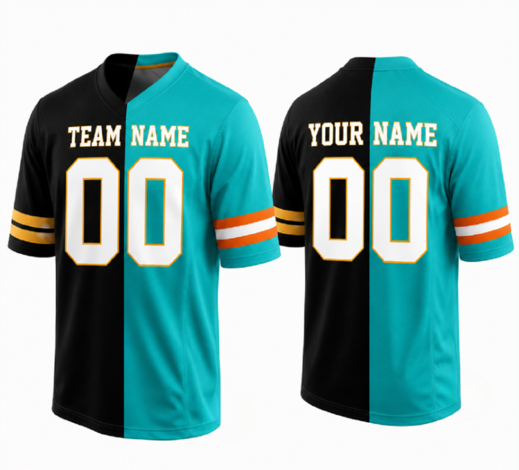 Custom Split Color Football Jersey,Half and Half Sports Fan Shirt,Personalized Any