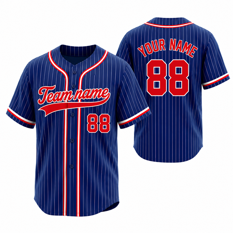 Custom Stripe Baseball Jersey , Personalized Navy Stripe Baseball Jerseys Pinstripe Baseball Shirt Hip Hop Uniform for Men Women Kids Fans