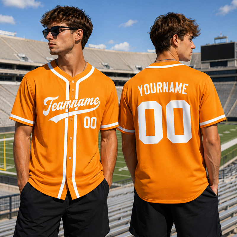 Custom Team Name Number Baseball Jersey for Men Women Youth, Personalized Jersey Orange White Black For Baseball Fan, Custom Jersey Request