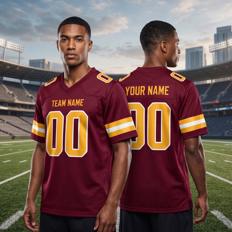 Custom Football Jersey Red, Personalized American Football Jerseys Name Number Logo, Wedding Gifts for Men Women Kids Toddler Fan (Copy)