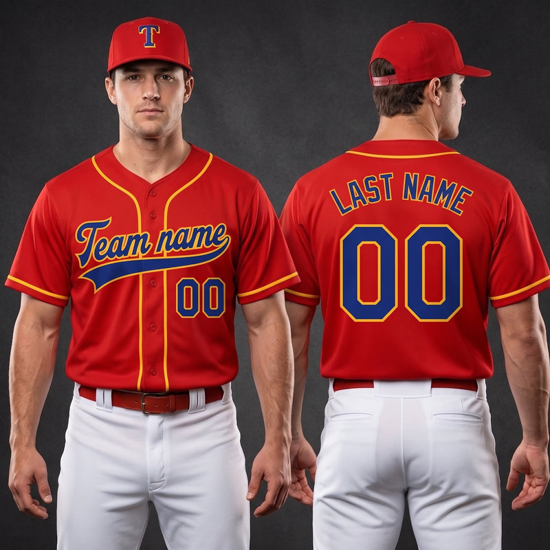 Custom Red Jersey Name And Number Baseball Jersey