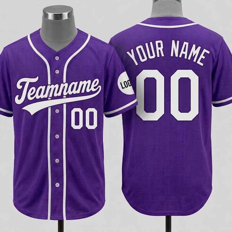 Custom Baseball Jersey Name, Number And Logo Baseball Jersey Purple, Unisex Jersey Premium