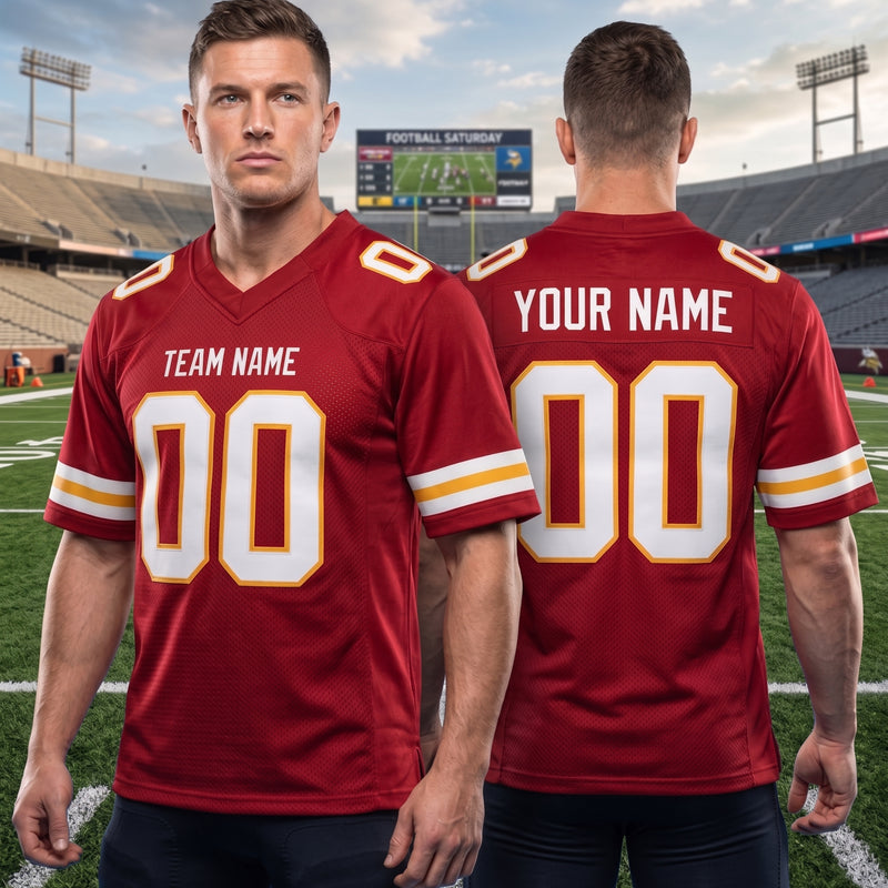 Custom Football Jersey Red, Personalized American Football Jerseys Name Number Logo, Wedding Gifts for Men Women Kids Toddler Fan (Copy)