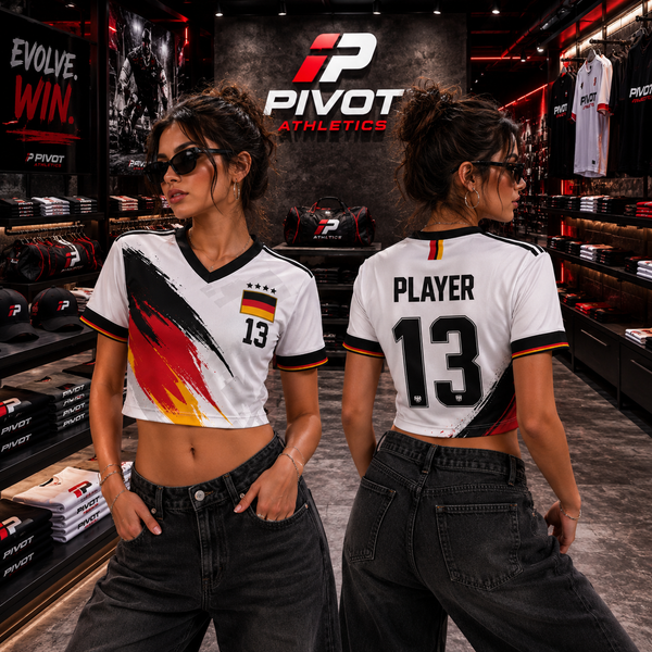 Germany Soccer Crop Top Jersey Custom Name Number Women Mesh Football Fan Shirt