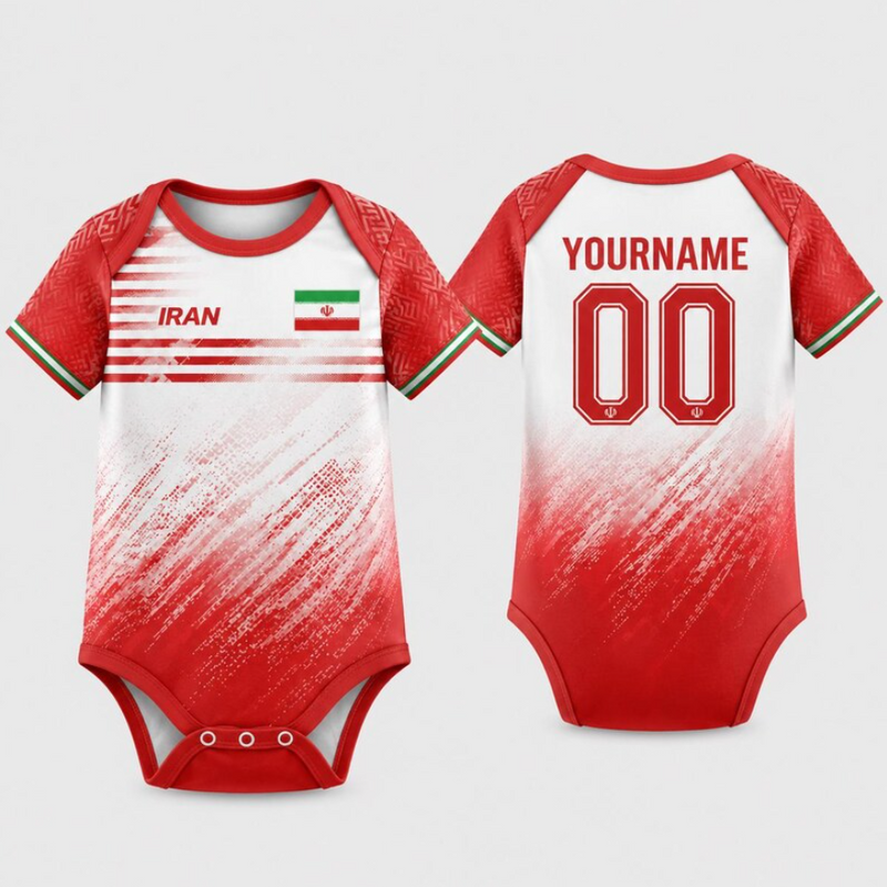 Iran Baby Soccer Onesie, Kids Football Jersey, National Team Outfit, White Infant Bodysuit, Sporty Baby Gift, Unisex Baby Clothes