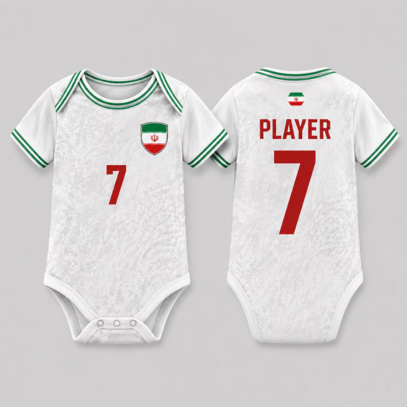 Iran Baby Soccer Onesie, Kids Football Jersey, National Team Outfit, White Infant Bodysuit, Sporty Baby Gift, Unisex Baby Clothes