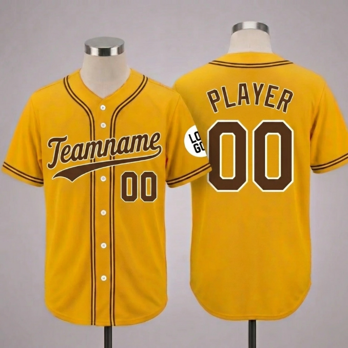 Custom Baseball Jersey Name, Number And Logo Baseball Jersey Yellow