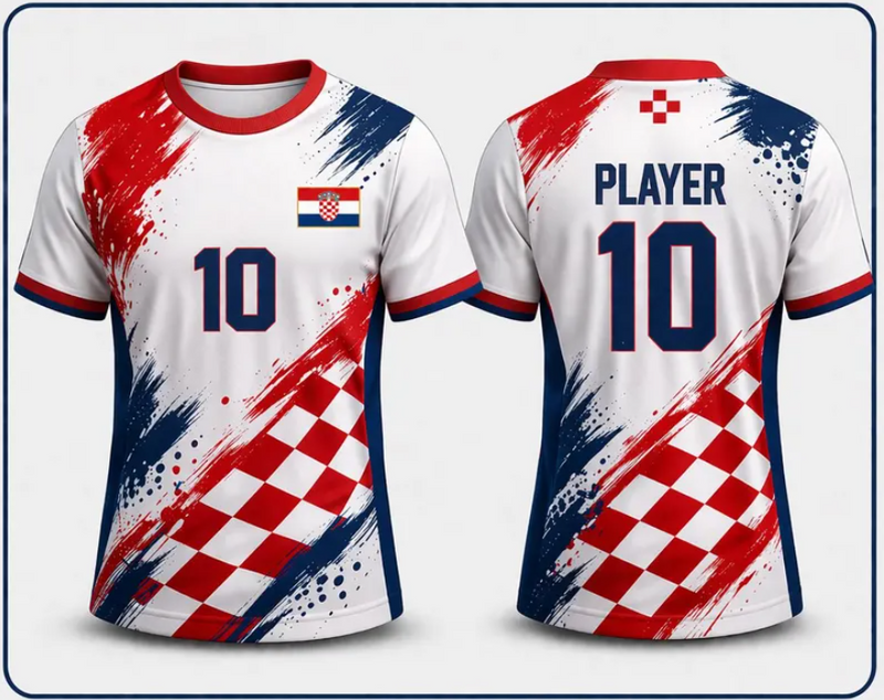 Kids Croatia Soccer Kit, Custom Name Number Jersey, Youth Football Uniform, Boys Shorts Set