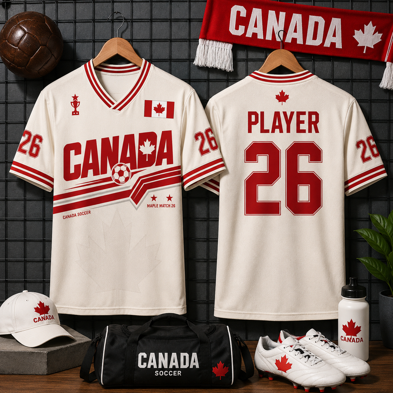 Canada Soccer Jersey Adult V-Neck Personalized Custom Name Number, Canada Football Shirt for Men Women, Maple Leaf Soccer Kit, Canada Fan Gift