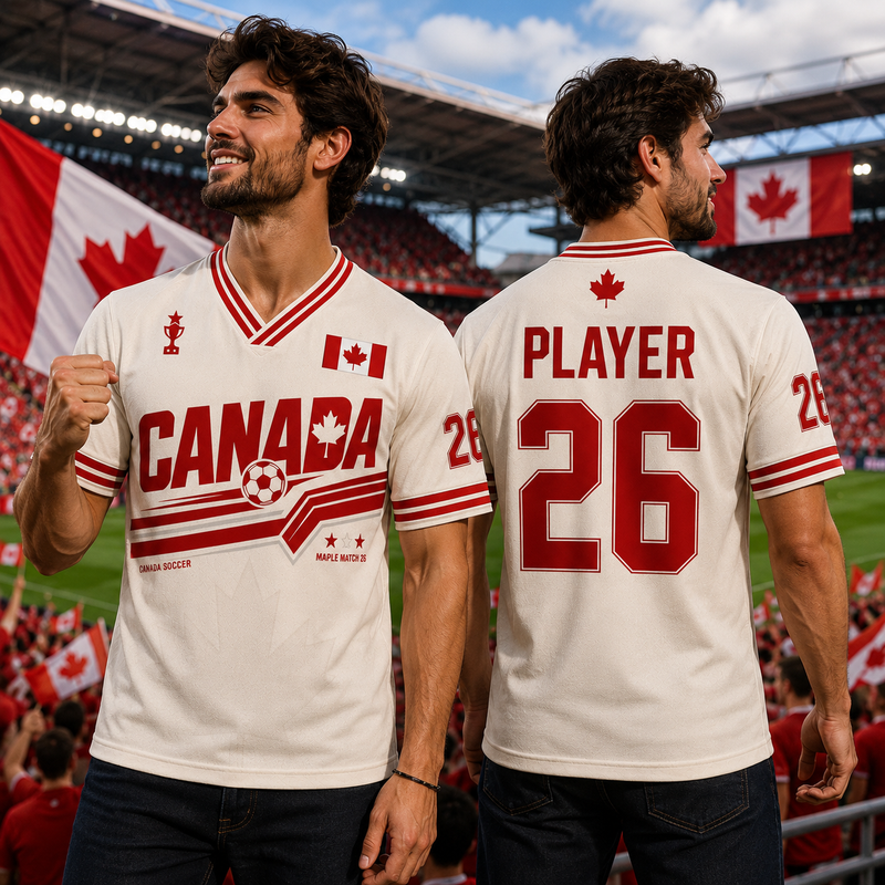 Canada Soccer Jersey Adult V-Neck Personalized Custom Name Number, Canada Football Shirt for Men Women, Maple Leaf Soccer Kit, Canada Fan Gift