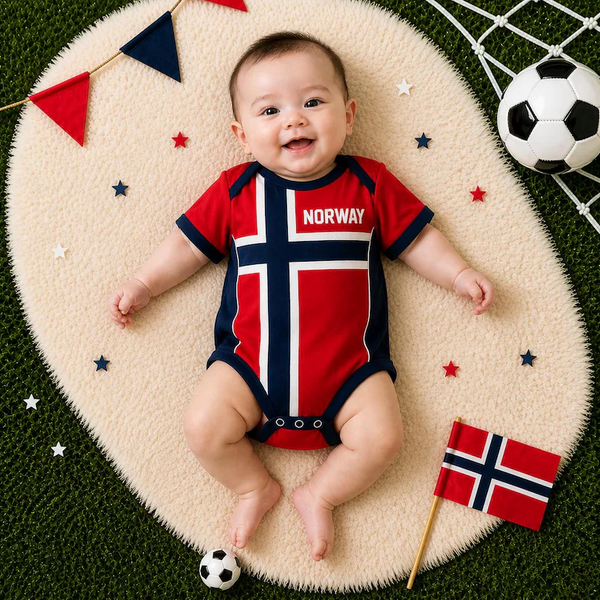 Norway Baby Soccer Bodysuit – Newborn Football Outfit, Unisex Infant Jersey