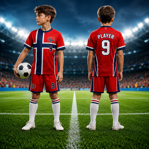 Norway Soccer Jersey Kids Personalized, Custom Name Number Football Uniform, Norway Football Shirt for Boys, Youth Soccer Fan Gift