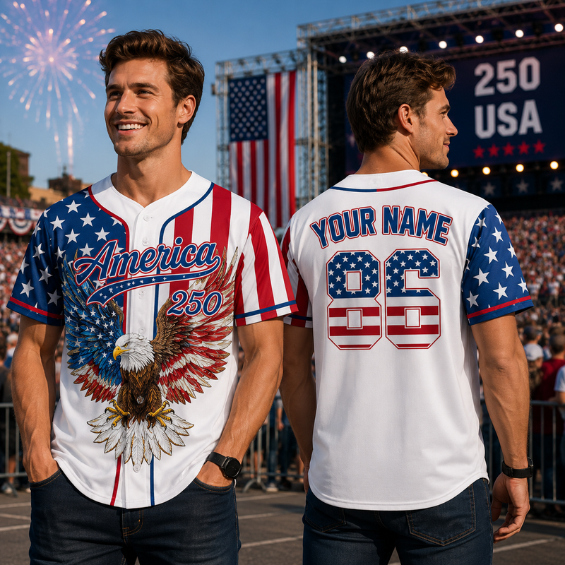 Personalized 4th of July Independence Day Patriotic Shirt For Baseball Fans, Custom American Flag Baseball Jersey, USA Baseball Jersey