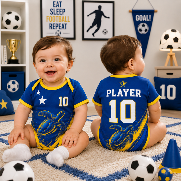 Personalized Curacao Baby Bodysuit, Custom Name Number Soccer Onesie, Curacao Inspired Infant Outfit, Football Fan Baby Romper, Newborn Gift