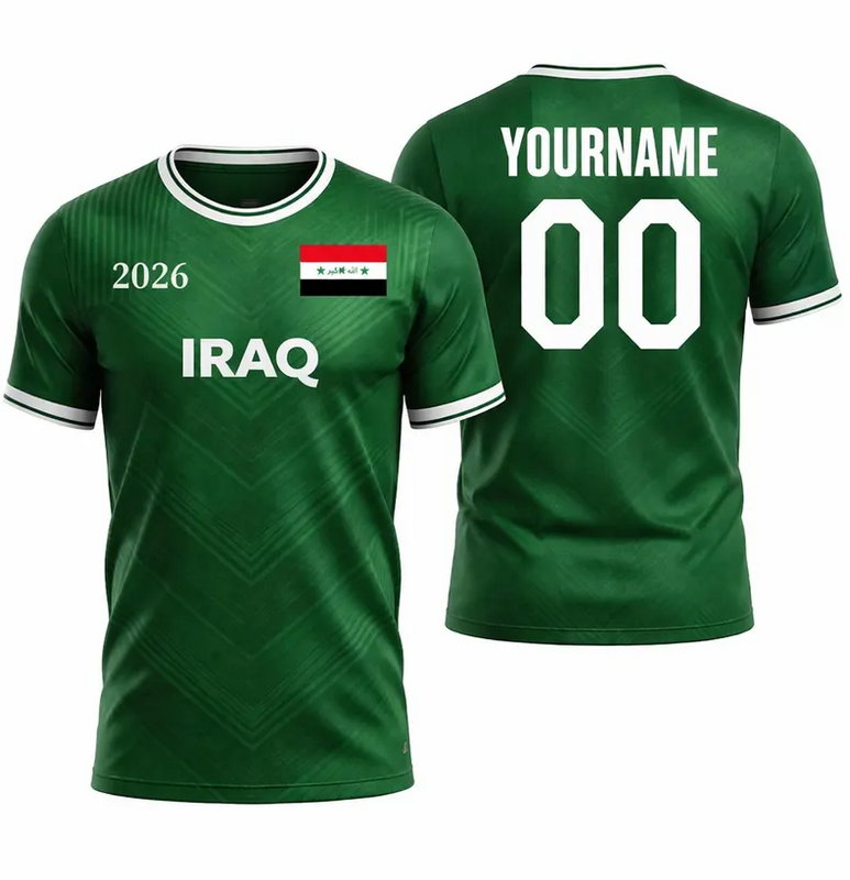 Customizable Iraq Soccer Jersey and Shorts Set, Personalized Football Kit, Green Fan Apparel