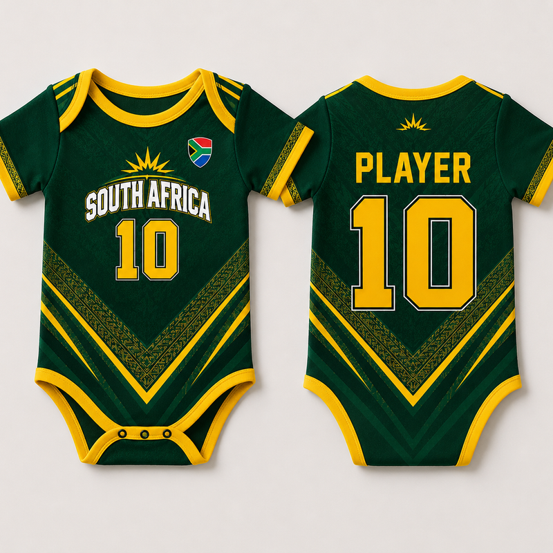 South Africa Soccer Baby Bodysuit, Personalized Name Number Football Onesie, Custom South Africa Baby Jersey, Soccer Fan Outfit, Baby Gift