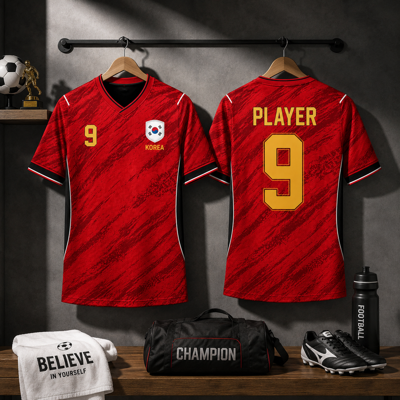 South Korea Soccer Jersey Adult V-Neck Personalized Custom Name Number, Korea Football Shirt for Men Women, Korean National Team Jersey, Fan Gift