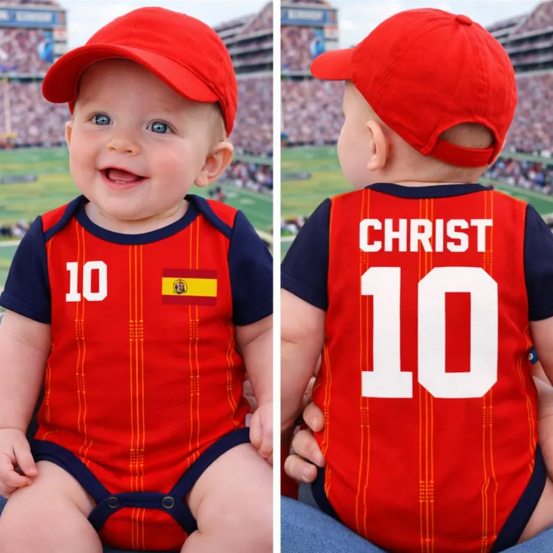 Spain Baby Jersey, Bodysuit, Home Baby Soccer Jersey, Football jersey