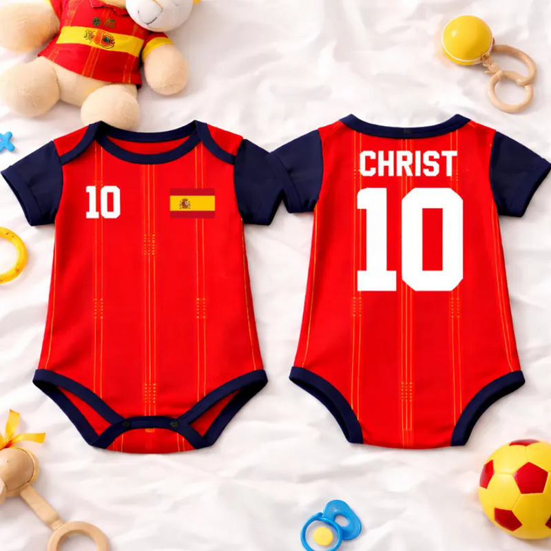 Spain Baby Jersey, Bodysuit, Home Baby Soccer Jersey, Football jersey
