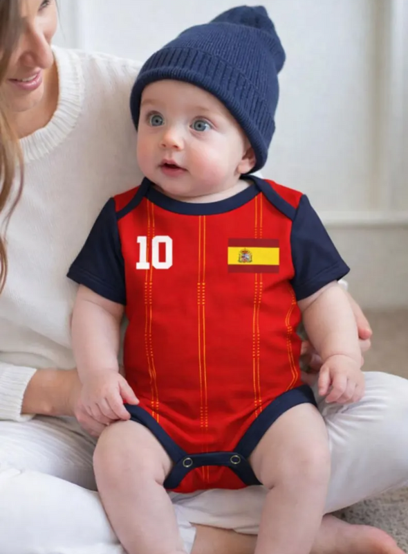 Spain Baby Jersey, Bodysuit, Home Baby Soccer Jersey, Football jersey