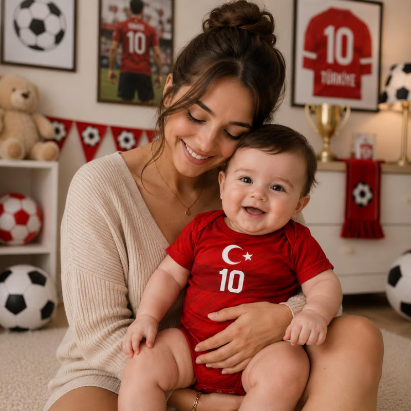 Turkey Soccer Baby Suit, Custom 2026 Fan Version, Personalized Name Number,