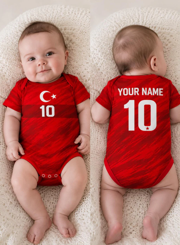 Turkey Soccer Baby Suit, Custom 2026 Fan Version, Personalized Name Number,