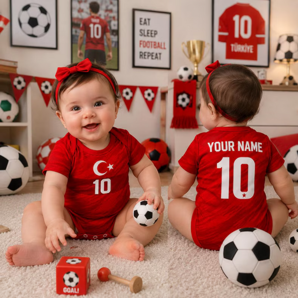 Turkey Soccer Baby Suit, Custom 2026 Fan Version, Personalized Name Number,