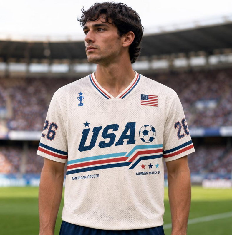 USA Soccer Jersey, Retro American Football Style Shirt, Custom Name Unisex Tee