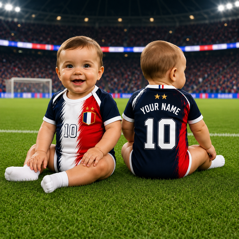 France Baby Bodysuit, Personalized Soccer Jersey for Infants, Custom Name & Number, Cute Newborn Outfit, Football Fan Baby Gift