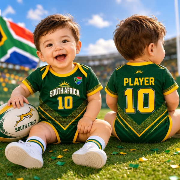 South Africa Soccer Baby Bodysuit, Personalized Name Number Football Onesie, Custom South Africa Baby Jersey, Soccer Fan Outfit, Baby Gift