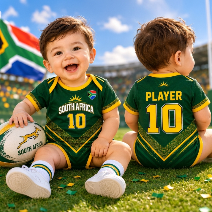 South Africa Soccer Baby Bodysuit, Personalized Name Number Football Onesie, Custom South Africa Baby Jersey, Soccer Fan Outfit, Baby Gift
