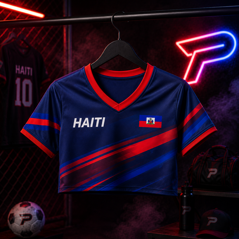 Custom Haiti Soccer Crop Top Jersey, Personalized Haiti Soccer Jersey Crop Tee, Festival Shirt, Football Fan, Custom Haiti Jersey Shirt