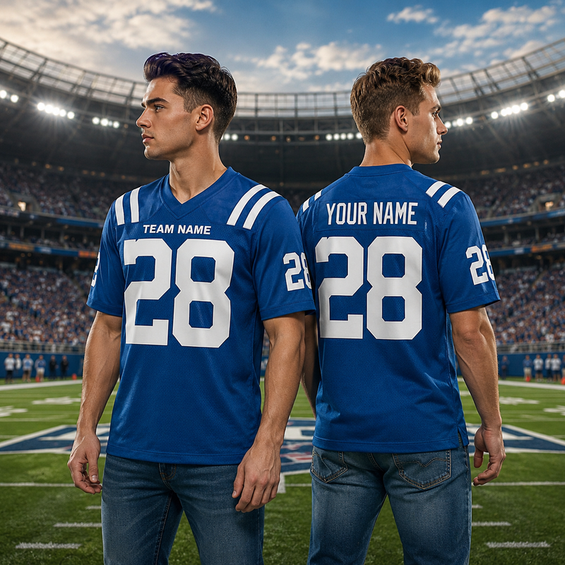 Custom Football Jersey Blue, Personalized American Football Jerseys Name Number Logo, Wedding Gifts for Men Women Kids Toddler Fan (Copy)