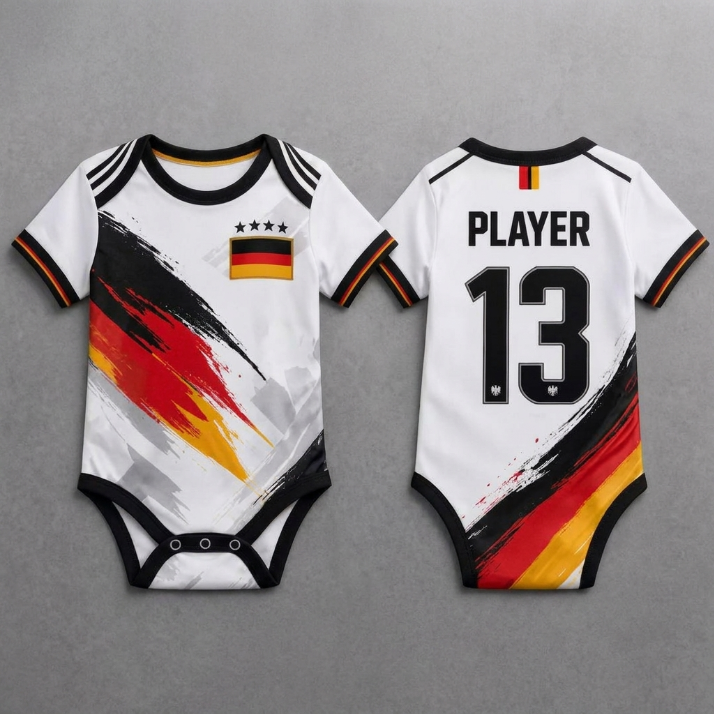 Custom Germany Baby Bodysuit, Personalized Soccer Jersey Onesie, Baby Football Romper, Name Number Game Day Outfit Gift