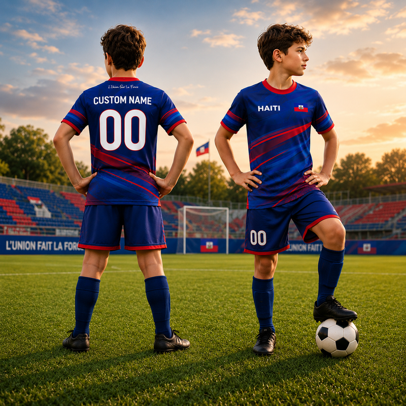 Customizable Haiti Soccer Jersey and Shorts Set, Fan Apparel, Team Kit