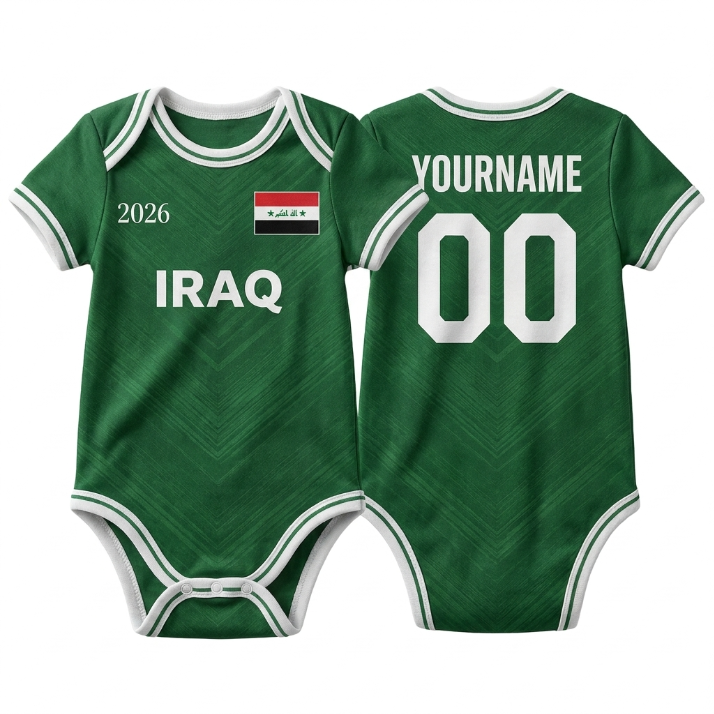 Custom Iraq Baby Bodysuit, Personalized Soccer Jersey Onesie, Baby Football Romper, Name Number Game Day Outfit Gift