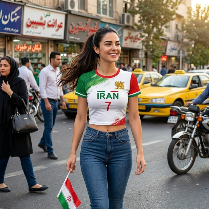 Personalized Iran Soccer Crop Top Jersey, Custom Name Number Shirt, 2026 Iran Football Fan Crop Top Tee for Women