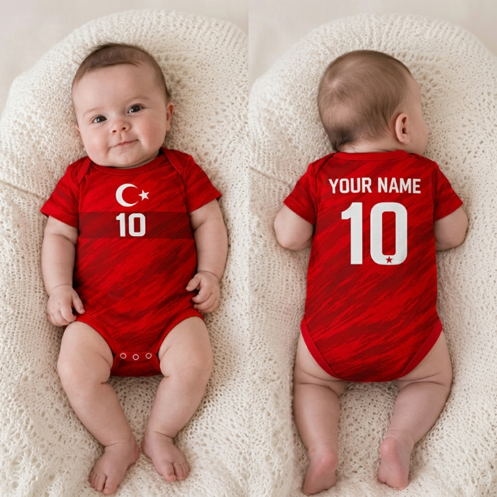 Turkey Soccer Baby Suit, Custom 2026 Fan Version, Personalized Name Number,